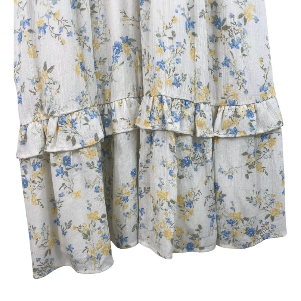 Wallflower Womens Size Large Floral Midi Dress With Ruffle Hem Adjustable Straps - Picture 4 of 13